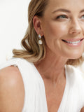 E405-GP-TALULLAH- Gold Plate, White Freshwater Pearl and CZ Drop Earring