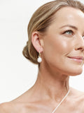 E511-GP-ALAYA- Gold Plate and White Freshwater Pearl C Hoop Earring