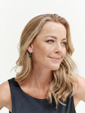 E159-GGP-IRIS-Gold Plate and Green Square and Clear CZ Earring