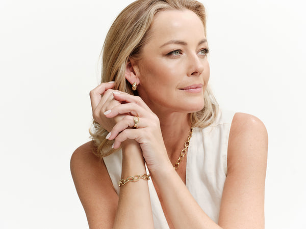 E9685-GP-WINSLET-Gold Plate Wave Hoop Earring
