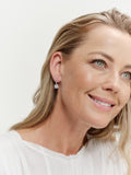 E159-PRH-IRIS-Rhodium and Square Light Pink and Clear CZ Earring