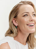 E159-GRH-IRIS-Rhodium and Square Green and Clear CZ Earring
