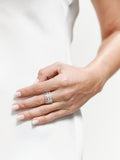 R227-RH - SOPHIA -Rhodium eternity band alternating pattern of round brilliant-cut and baguette-cut Cz's.