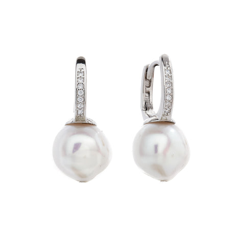 E1634 ANYA Freshwater Baroque Pearl with CZ post earring