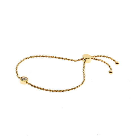 B205-GP ARKI Gold Rope Style Adjustable Bracelet with Round CZ