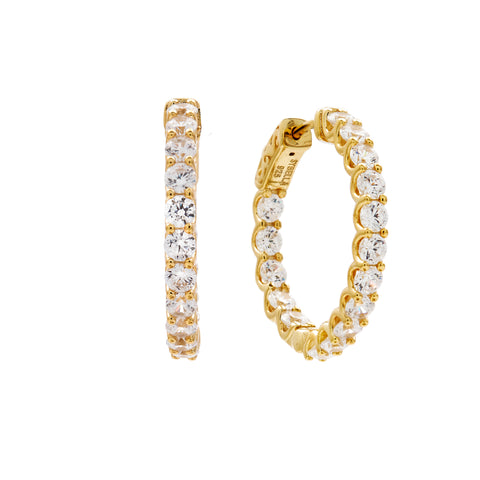 E3526-GP -Soleil- Yellow gold plate 25mm cz hoops