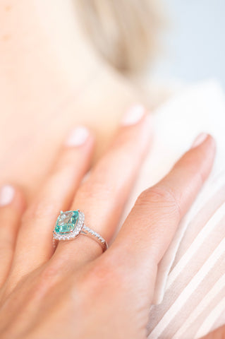 R2154-G AINSLEY Emerald Cut Jade Green CZ Ring