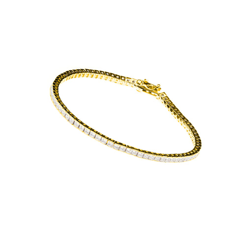 B1348-GP - JOSIE- Gold Plate Claw Set Square CZ Tennis Bracelet