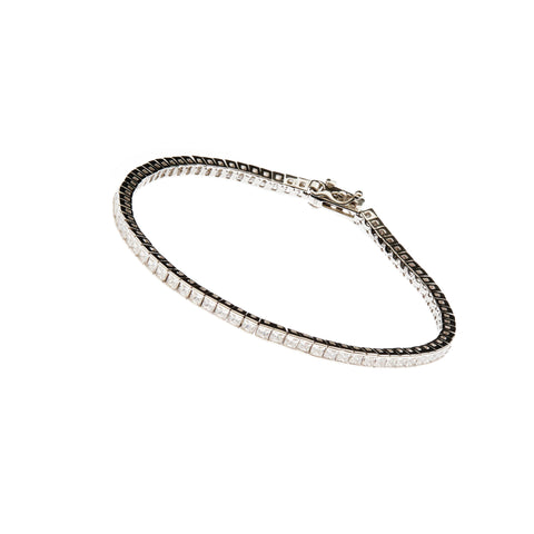 B1348-RH - JOSIE- Rhodium Claw Set Square CZ Tennis Bracelet