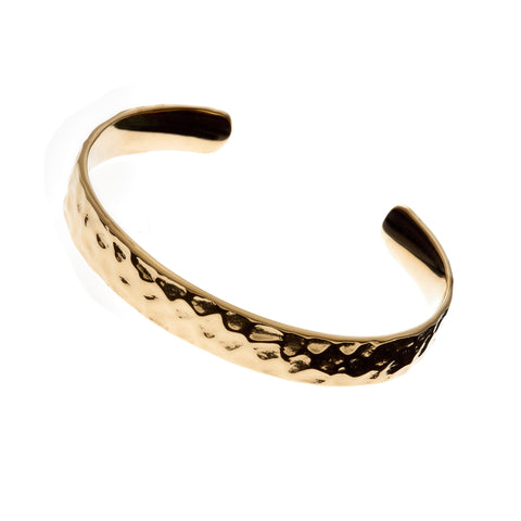 B15-SS - Madeline Gold plate Stainless Hammered Steel Cuff Bangle