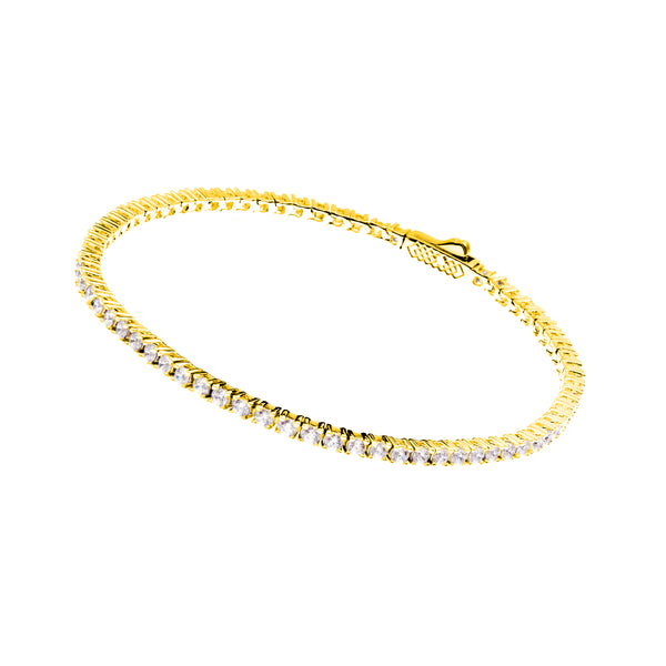 B2229-GP - NELLIE- Gold Plate Claw Set Tennis Bracelet
