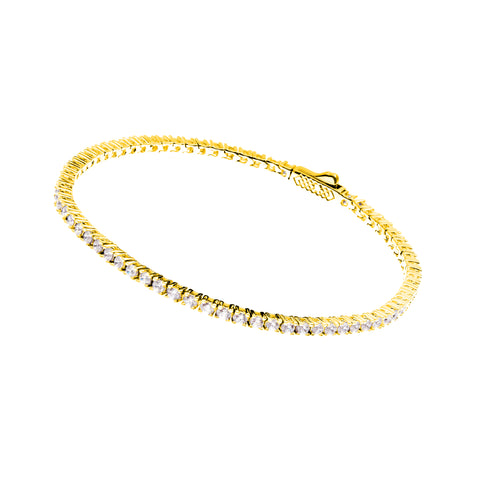 B2229-GP - NELLIE- Gold Plate Claw Set Tennis Bracelet