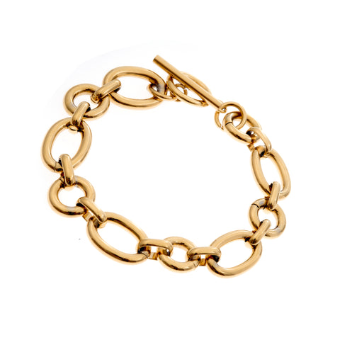 B52-SS- SCARLETT - Gold plate Stainless Steel Link Bracelet with Bar closure
