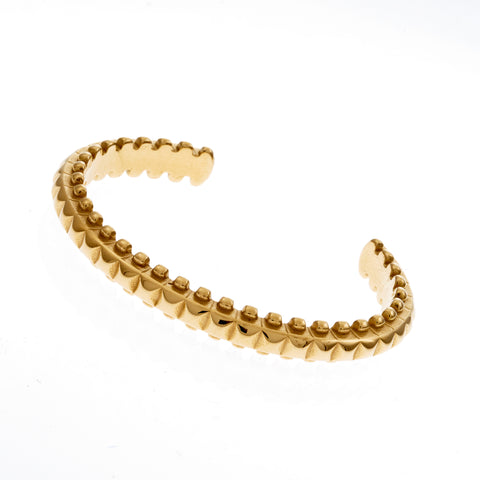 B6368-SS - DAPHNE - Gold plate stainless steel Textured Cuff Bangle