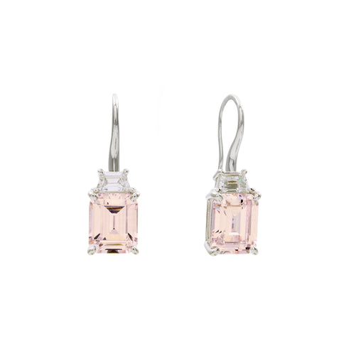 E1824-P JOSEPHINE Pale Pink & Clear CZ earrings on hook