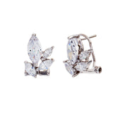E1027-ELOISE-Rhodium Multi Marquise Claw Set Leverback Earring