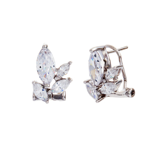 E1027-ELOISE-Rhodium Multi Marquise Claw Set Leverback Earring