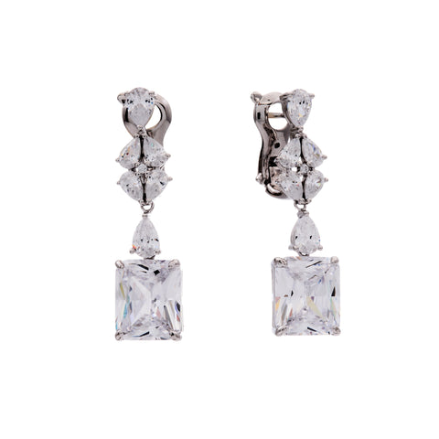 E128-RH-JOAN-Rhodium Multi Shape Chandelier Earring