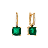 E159-GGP-IRIS-Gold Plate and Green Square and Clear CZ Earring