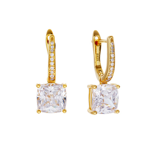 E159-GP-IRIS-Gold Plate and Square CZ Earring