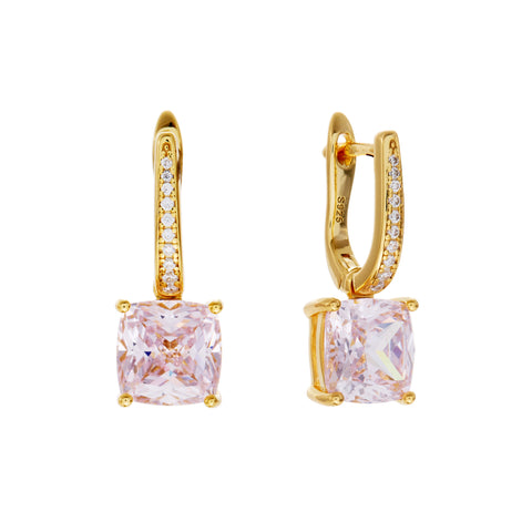 E159-PGP-IRIS-Gold Plate and Light Pink and Clear CZ Earring
