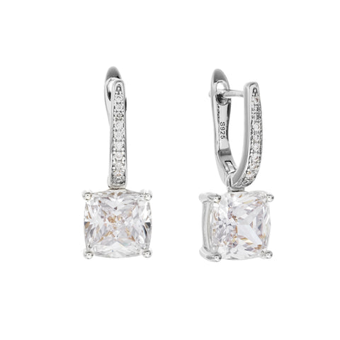 E159-RH-IRIS-Rhodium and Square CZ Earring