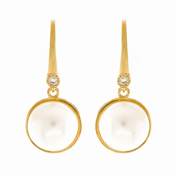 E182-GP -  Gold freshwater pearl drop earrings