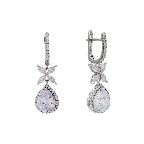 E1823-RH-ZINNIA-Rhodium Multi Shape Leverback Drop Earring