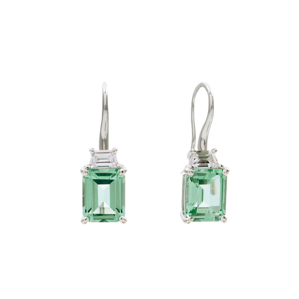 E1824-G JOSEPHINE Pale Green & clear cz earrings on hook