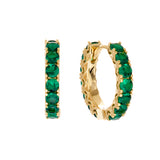 E247-G-LYLA-Gold Plate Claw Set Green CZ Hoop Earring