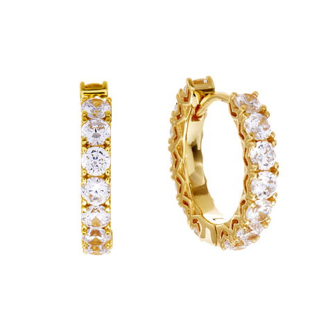 E247-GP-LYLA-Gold Plate Claw Set CZ Hoop Earring
