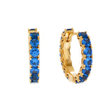 E247-B-LYLA-Gold Plate Claw Set Blue CZ Hoop Earring