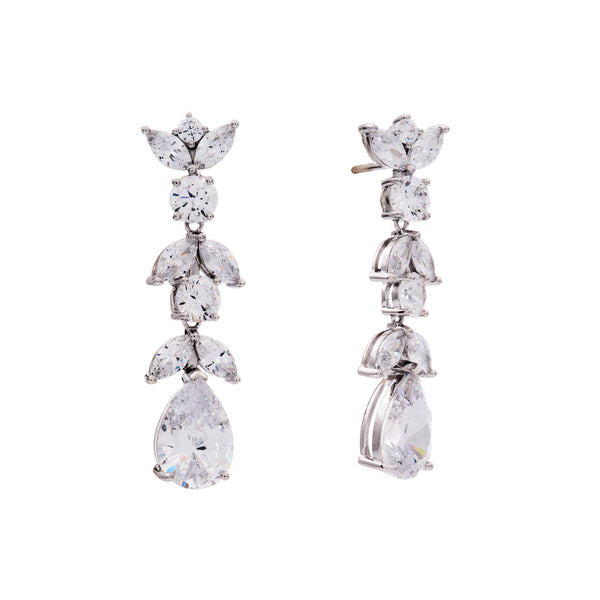 E256-RH-AURELIA-Rhodium Multi Shape Chandelier Earring