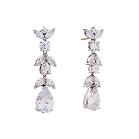 E256-RH-AURELIA-Rhodium Multi Shape Chandelier Earring
