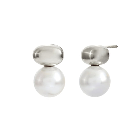 E2811-RH-TAMSIN- Rhodium and White Pearl Stud Earring