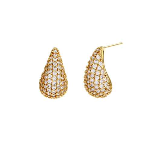 E2881-GP-DEMI-Gold Plate CZ Teardrop Earring