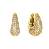 E2882-GP-DUA-Gold Plate CZ Teardrop Hoop Earring