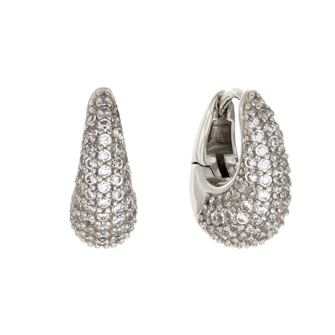 E2882-RH-DUA-Gold Plate CZ Teardrop Hoop Earring