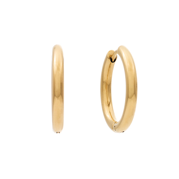 E321-SS-AVA-Gold Plate Stainless Steel Hoop Earring