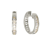E4037-RH-LUMI-Rhodium Baguette CZ Hoop Earring