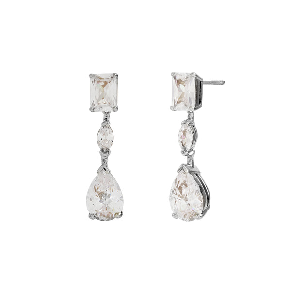 E668-RH-AURORA- Multi-Shape CZ Chandelier Drop Earrings