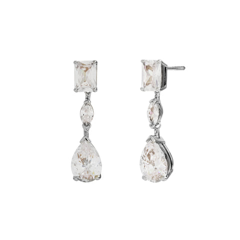 E668-RH-AURORA- Multi-Shape CZ Chandelier Drop Earrings