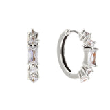 E680-RH-LUELLA-Rhodium Plate Multi Shape CZ Hoop Earring