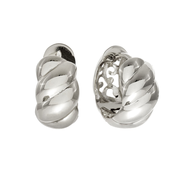 E9685-RH-WINSLET-Rhodium Wave Hoop Earring
