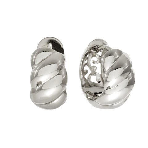 E9685-RH-WINSLET-Rhodium Wave Hoop Earring