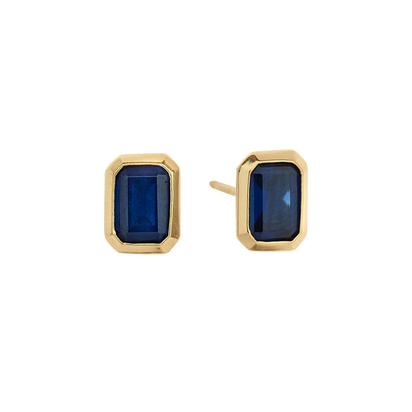 E1352-S GABRIELLA Baguette Cut Dark Blue Stud Earrings
