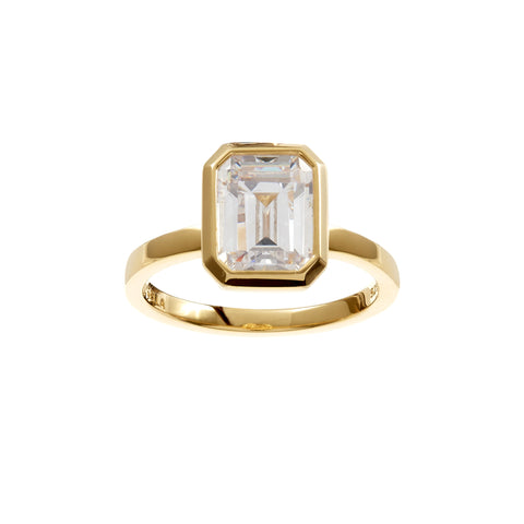 R217-GP GABRIELLA Bezel Set Clear Baguette Cubic Zirconia Ring