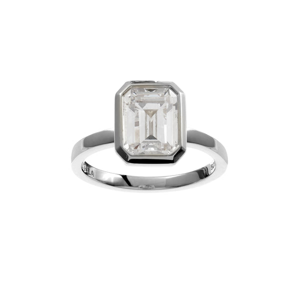 R217-RH GABRIELLA Bezel Set Clear Baguette Cubic Zirconia Ring