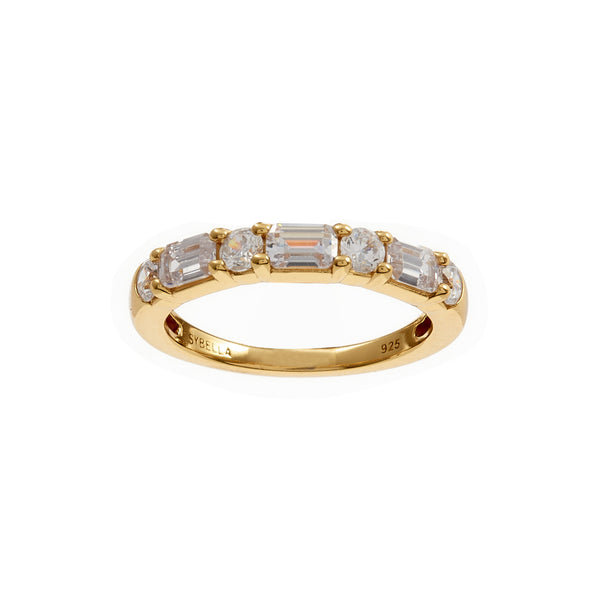 R209-GP LEANNE Gold Plate round and baguette band ring