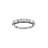 R209-RH LEANNE Rhodium round and baguette band ring